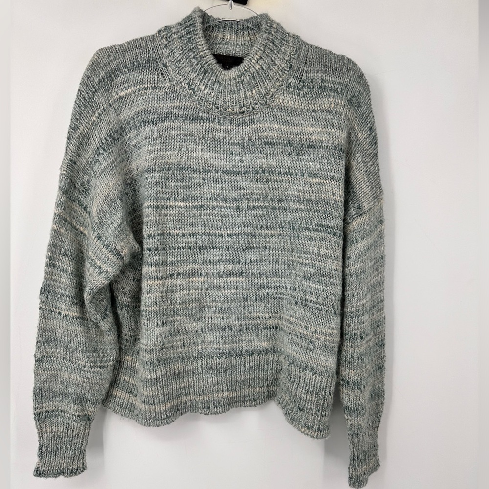 J Crew Reimagined Mock Turtleneck Sweater Heathered Blue Womens Medium | R433